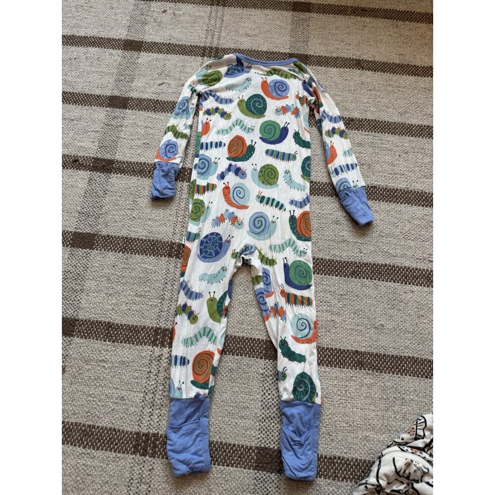 Little Sleepies Zippers Zippy Pajama Set 2 12-18 Month Neutral Animals Bamboo - Picture 7 of 8
